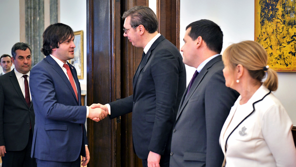 Председатель парламента Грузии Ираклий Кобахидзе и президент Сербии Александр Вучич - Sputnik Грузия