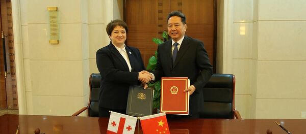 საქართველოს რეგიონული განვითარებისა და ინფრასტრუქტურის მინისტრი მაია ცქიტიშვილი და ჩინეთის ტრანსპორტის მინისტრი ლი სიაოპენი - Sputnik საქართველო