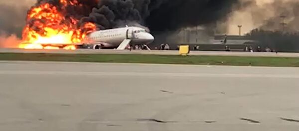 Видео горящего самолета в Шереметьево. Кадры очевидца - Sputnik Грузия