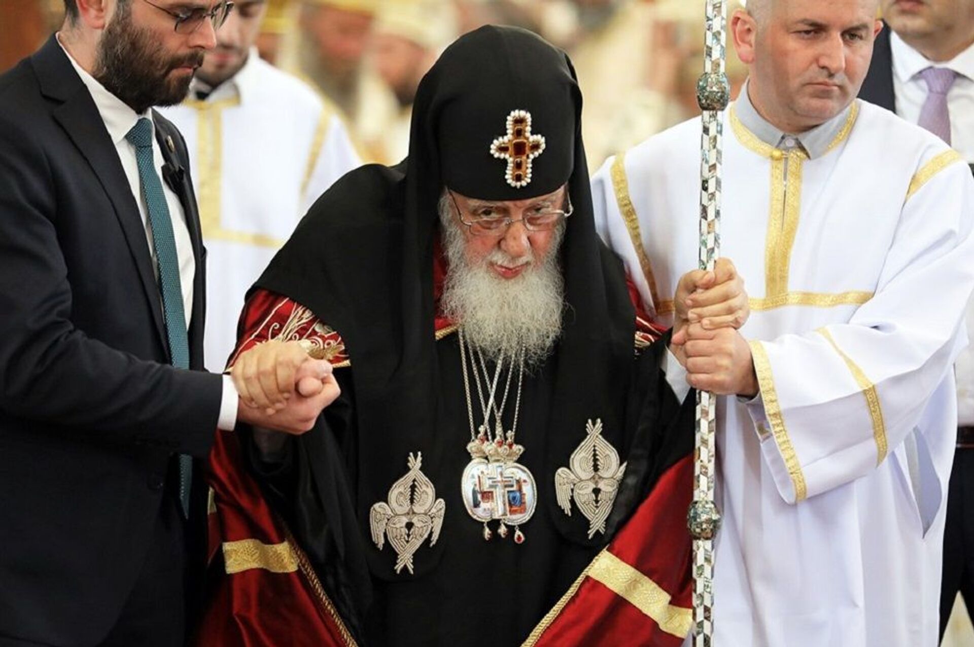Католикос-Патриарх всея Грузии Илия II на церемонии освящения храма Чудотворной Иверской иконы Божьей Матери - Sputnik Грузия, 1920, 17.03.2026