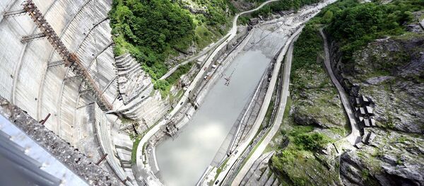 Вид с плотины Ингури ГЭС Вид с плотины Ингури ГЭС - Sputnik Грузия