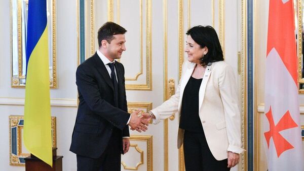 Встреча президента Грузии Саломе Зурабишвили и президента Украины Владимира Зеленского - Sputnik Грузия