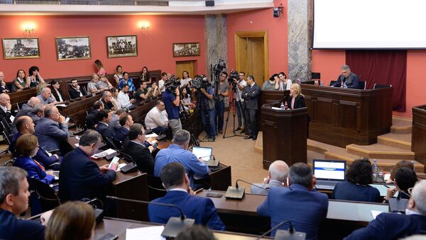 Министр экономики и устойчивого развития Натия Турнава в парламенте - Sputnik Грузия