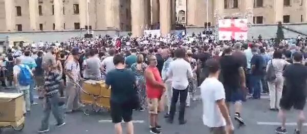 Протестующие перекрыли проспект Руставели - Sputnik Грузия