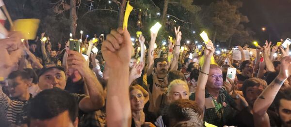 Протестующие кричали Иванишвили уходи и показали желтую карточку - ВИДЕО - Sputnik Грузия