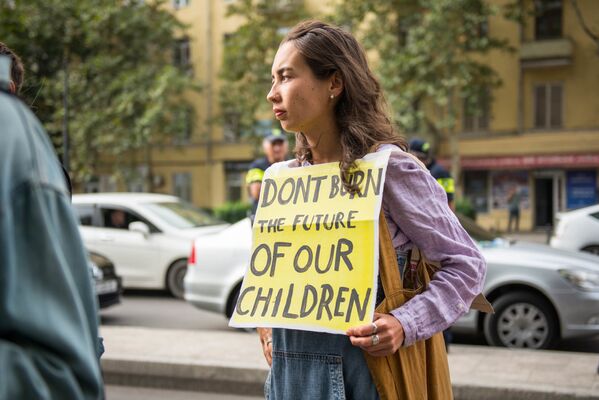 Не сжигайте будущее наших детей - один из лозунгов на акции в Тбилиси - Sputnik Грузия