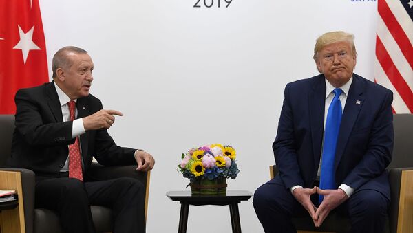 Встреча президентов Турции и США Реджепа Тайипа Эрдогана и Дональда Трампа на полях саммита G20 (29 июня 2019). Осака - Sputnik Грузия