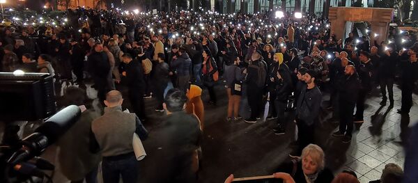 Акция протеста у здания парламента Грузии 14 ноября 2019 Акция протеста у здания парламента Грузии 14 ноября 2019 - Sputnik Грузия