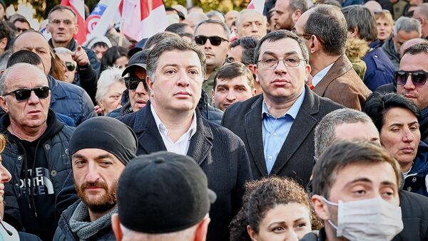 Гиги Угулава и Гига Бокерия на акции протеста оппозиции в столице Грузии, архивное фото - Sputnik Грузия