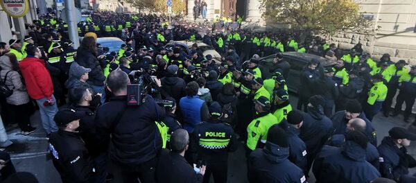 Шумную акцию протеста устроила оппозиция в Тбилиси у здания национальной библиотеки - видео - Sputnik Грузия