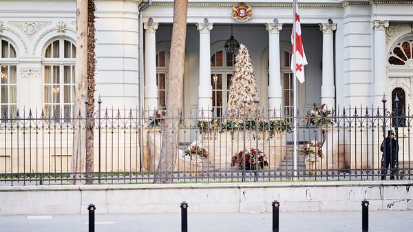Резиденция президента Грузии на улице Атонели. Новогодняя елка у входа - Sputnik Грузия