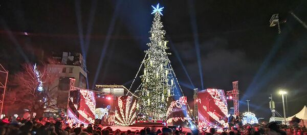 Зажжение праздничных огней на главной новогодней елке в столице Грузии - Sputnik Грузия