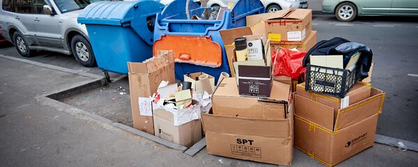 Пустые картонные коробки у мусорных контейнеров - Sputnik Грузия