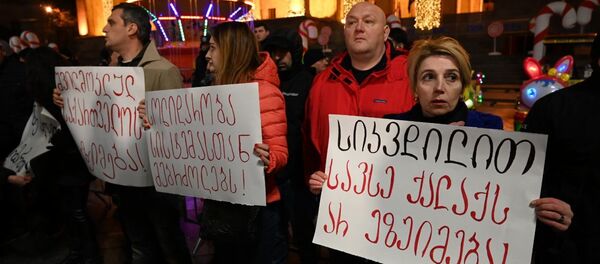 Акция сторонников ЕНД у парламента в новогоднюю ночь на 1 января - Sputnik Грузия