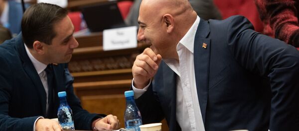 Депутаты от фракции Процветающая Армения Арман Абовян и Эдуард Бабаян на заседании парламента (18 января 2019). Еревaн - Sputnik Грузия