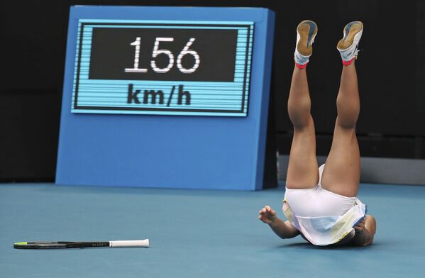 რუმინელი ჩოგბურთელი სიმონა ჰალეპი ამერიკელი ჯენიფერ ბრეიდის წინააღმდეგ გამართულ მატჩზე Australian Open - Sputnik საქართველო
