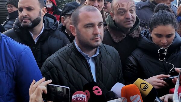 Леван Хабеишвили на акции протеста у здания Сакребуло - Sputnik Грузия