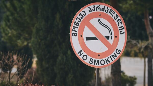 Запрет на курение в парке. Табличка с надписью Не курить! - Sputnik Грузия