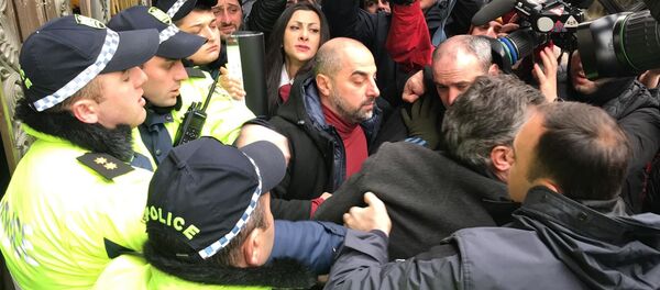 Акция протеста оппозиции у здания парламента 17 февраля - Sputnik Грузия