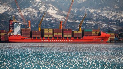 Корабль с контейнерами в Батумском порту