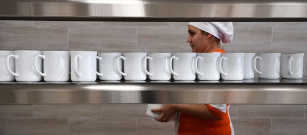 Столовая и ее сотрудники - женщина в белом халате Столовая и ее сотрудники - женщина в белом халате - Sputnik Грузия