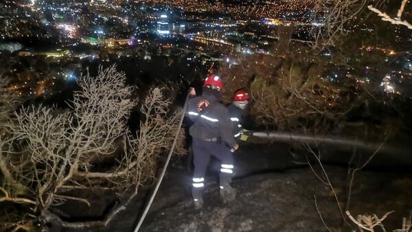 Тушение пожара на склоне горы Мтацминда в Тбилиси - Sputnik Грузия