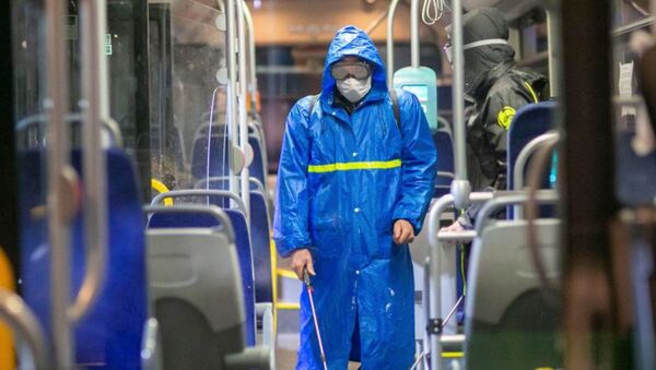 Дезинфекция пассажирских автобусов из-за коронавируса - Sputnik Грузия