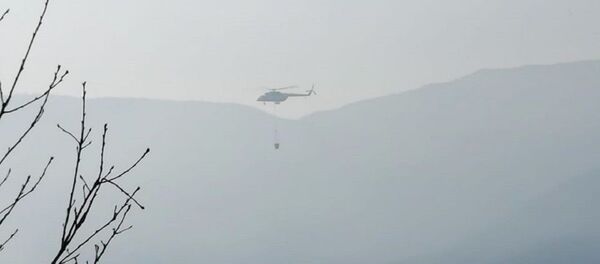 Вертолет тушит пожар в Амбролаури - Sputnik Грузия