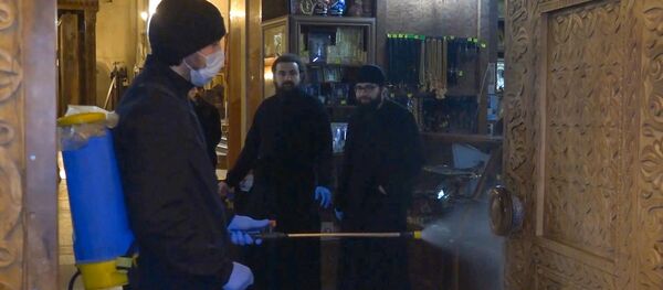 В главном православном соборе Грузии - Самеба, провели дезинфекцию против коронавируса - видео - Sputnik Грузия