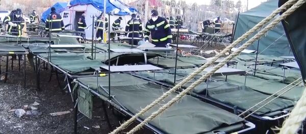 Карантин в районе Марнеули из-за коронавируса. Солдаты разворачивают полевой госпиталь. В районы Болниси и Марнеули введена военная техника  - Sputnik საქართველო