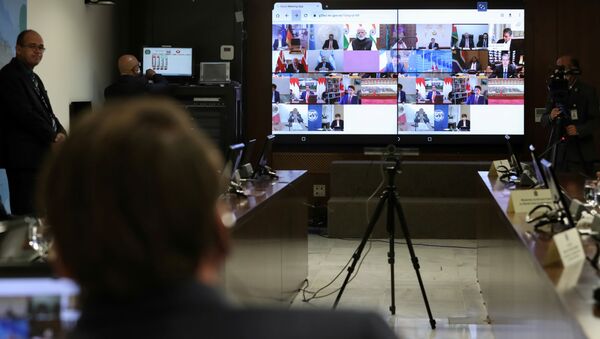 Онлайн переговоры G20 с помощью аппаратуры для видео конференций - Sputnik Грузия