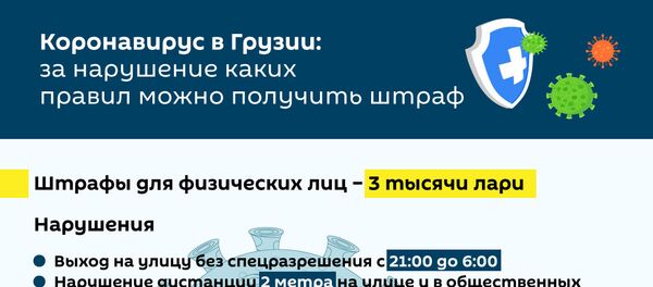 Коронавирус в Грузии: штрафы за нарушение правил ЧП - Sputnik Грузия