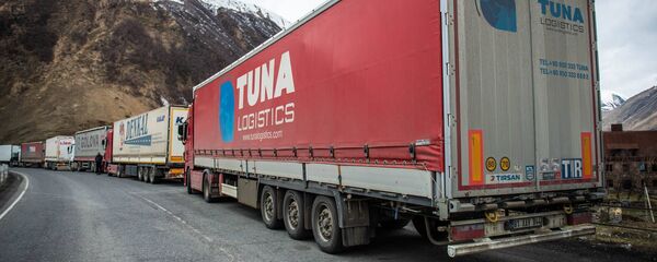 სატვირთო მანქანების რიგი საზღვართან - Sputnik საქართველო