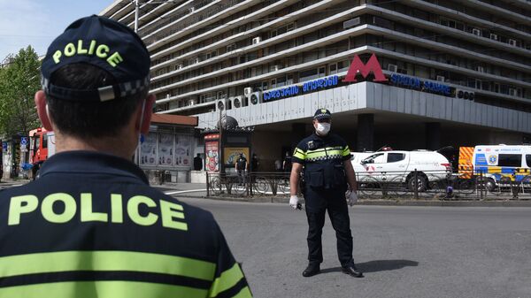 Патрульная полиция у станции метро Вокзальная площадь. Чрезвычайная ситуация - Sputnik Грузия