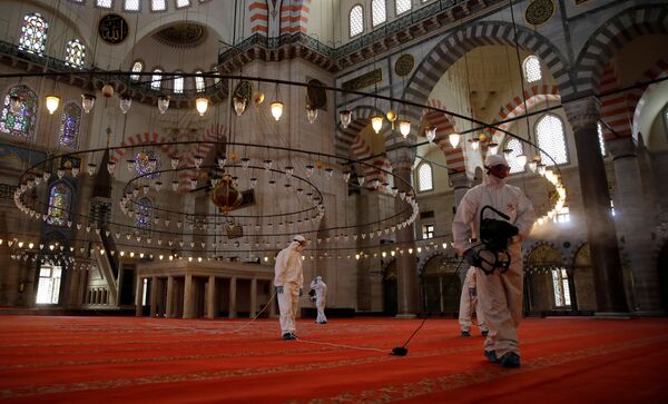 Дезинфекция в Мечети Сулеймание в Стамбуле - Sputnik Грузия