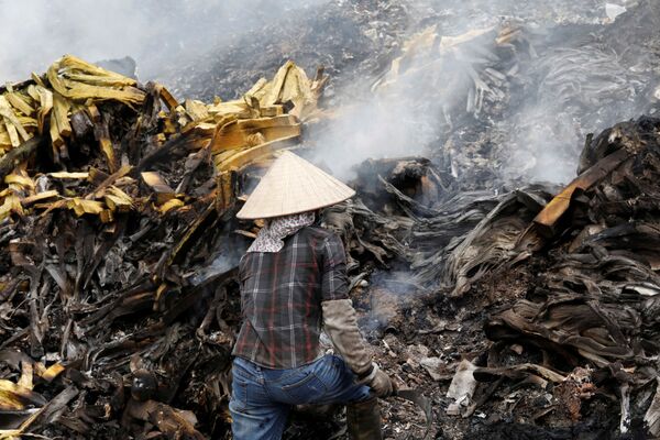 Во Вьетнаме в провинции Виньфук возле рисового поля удачно расположилась мусорная свалка. Женщина собирает вторсырье

 - Sputnik Грузия