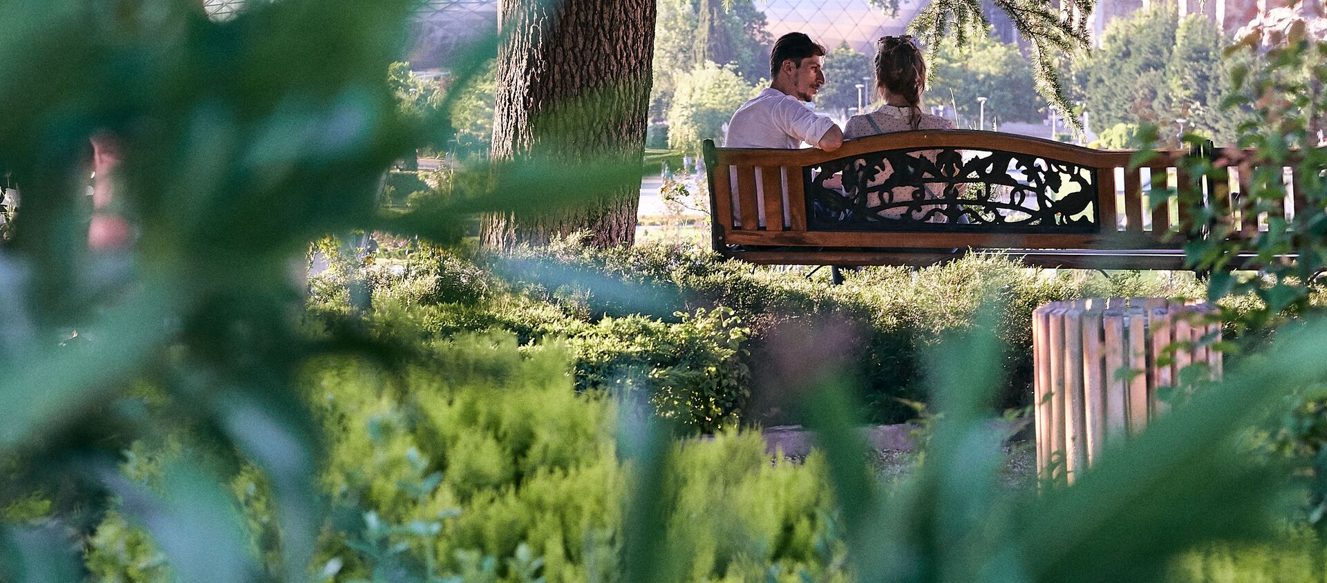 Молодая пара в парке на скамейке обсуждает личные вопросы - Sputnik Грузия, 1920, 26.02.2021