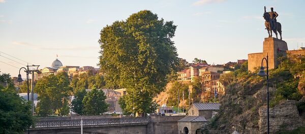 Центр города Тбилиси - Метехский мост и памятник царю Вахтангу Горгасали - Sputnik Грузия