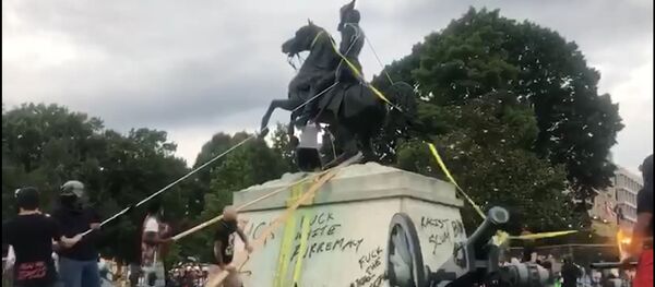 В США протестующие пытались повалить памятник 7-му президенту США - видео В США протестующие пытались повалить памятник 7-му президенту США - видео - Sputnik Грузия