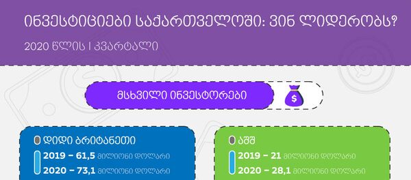ინვესტიციები საქართველოში: ვინ ლიდერობს? ინვესტიციები საქართველოში: ვინ ლიდერობს? - Sputnik საქართველო